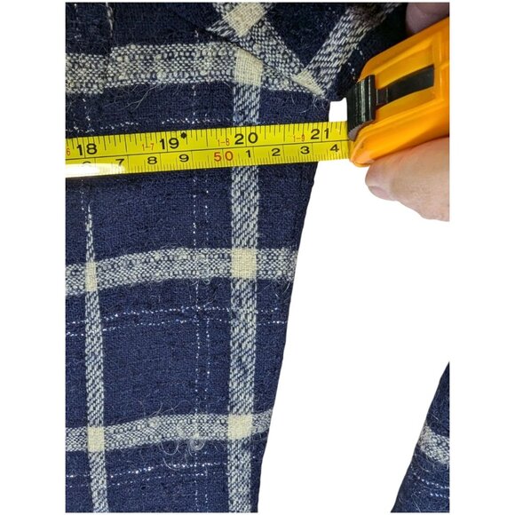 VTG Pendleton Women's Plaid 100% Virgin Wool Blazer Jacket Size 12 Navy & Cream - Picture 6 of 11